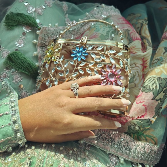 Elegant Blue, Silver, & Pearl Embroidered Anarkali - Picture 2 of 12